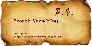 Prorok Varsány névjegykártya